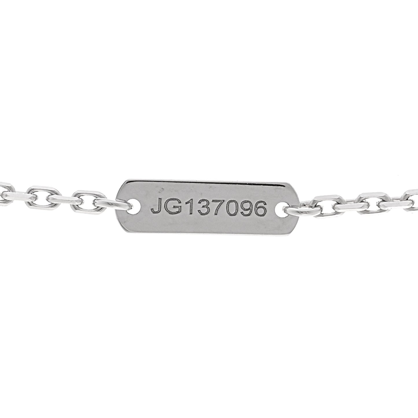 18K White Gold Guilloche Vintage Alhambra Pendant Necklace