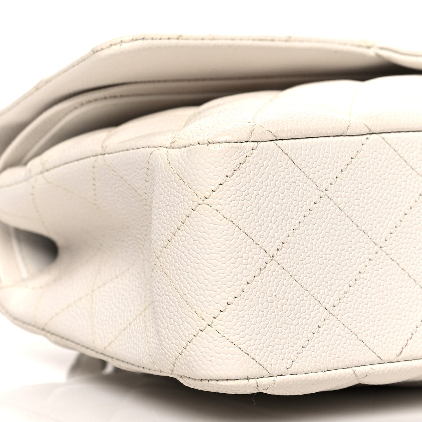 Caviar Quilted Medium Double Flap White