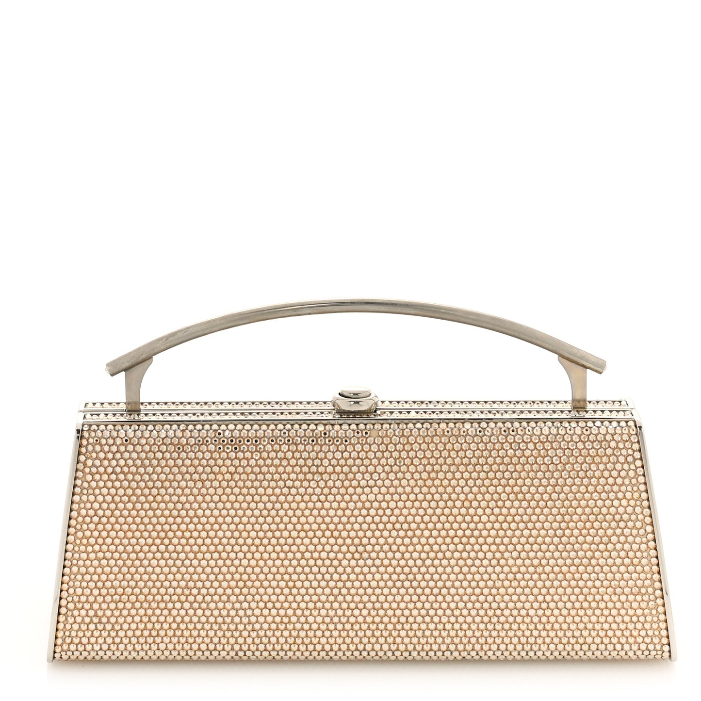 Swarovski Crystal Top Handle Minaudiere Clutch Gold