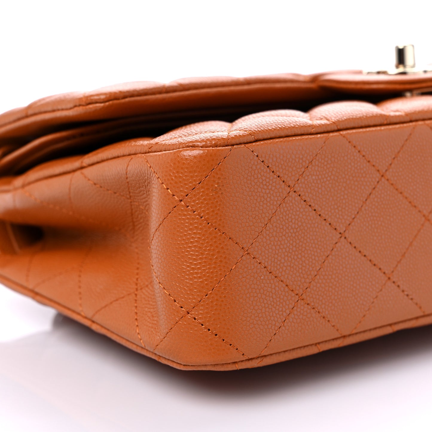 Caviar Quilted Medium Double Flap Light Brown