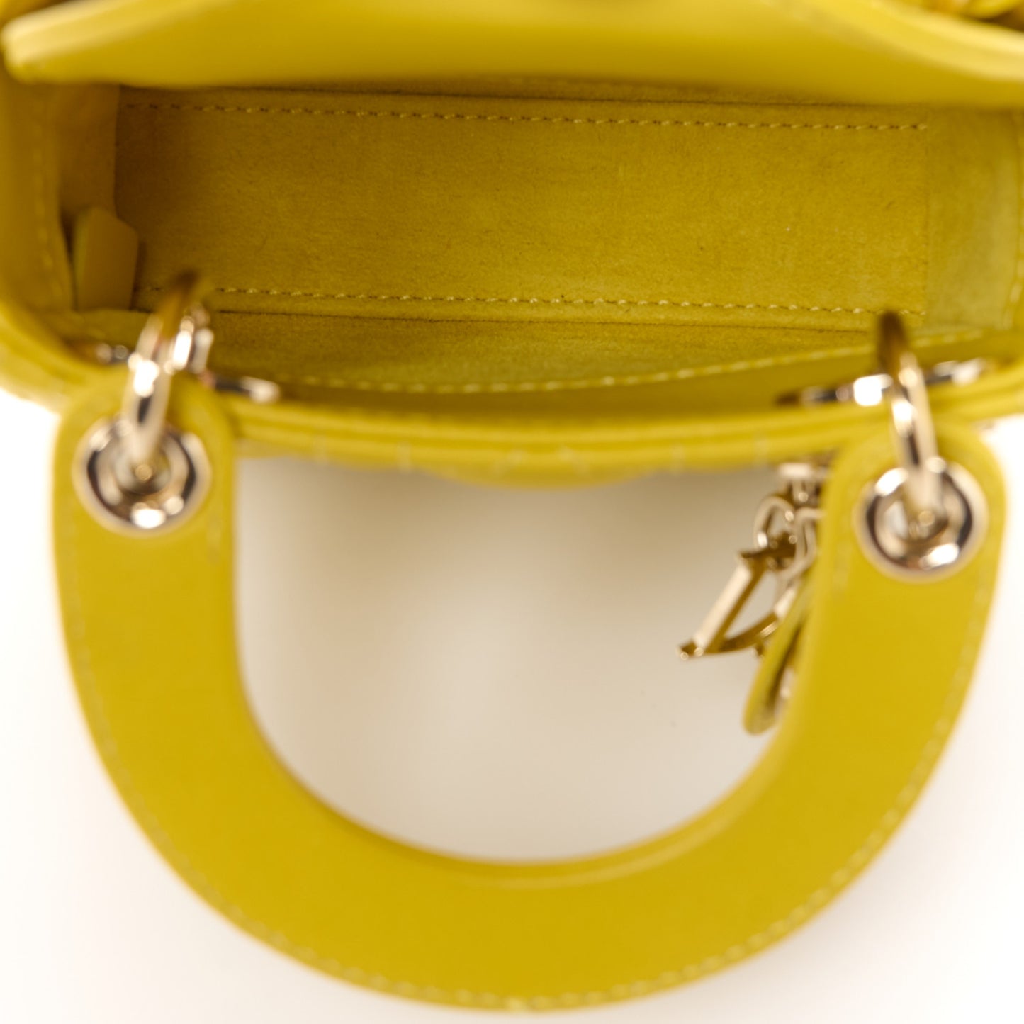 CHRISTIAN DIOR Lambskin Cannage Micro Lady Dior Yellow