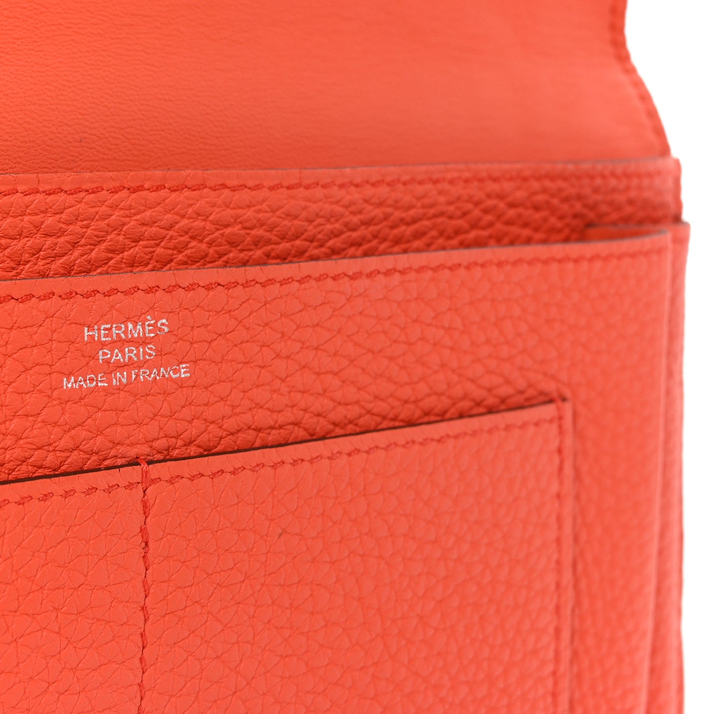 Togo Dogon Duo Wallet Orange Poppy Rose Candy
