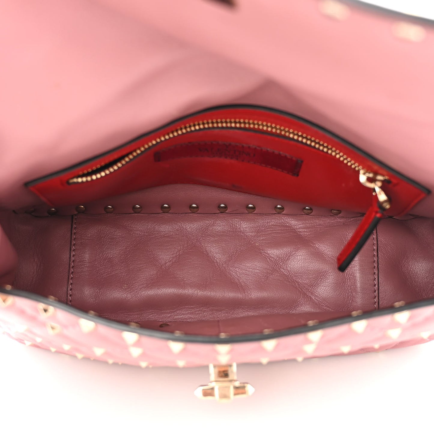 Lambskin Medium Rockstud Spike Shoulder Bag Antique Rose