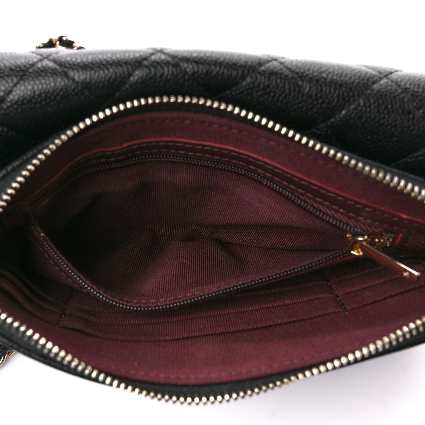 Caviar Quilted Flap Phone Holder With Chain Black