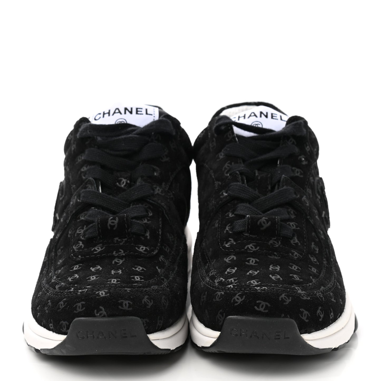 Suede Calfskin Printed CC Sneakers 36 Black