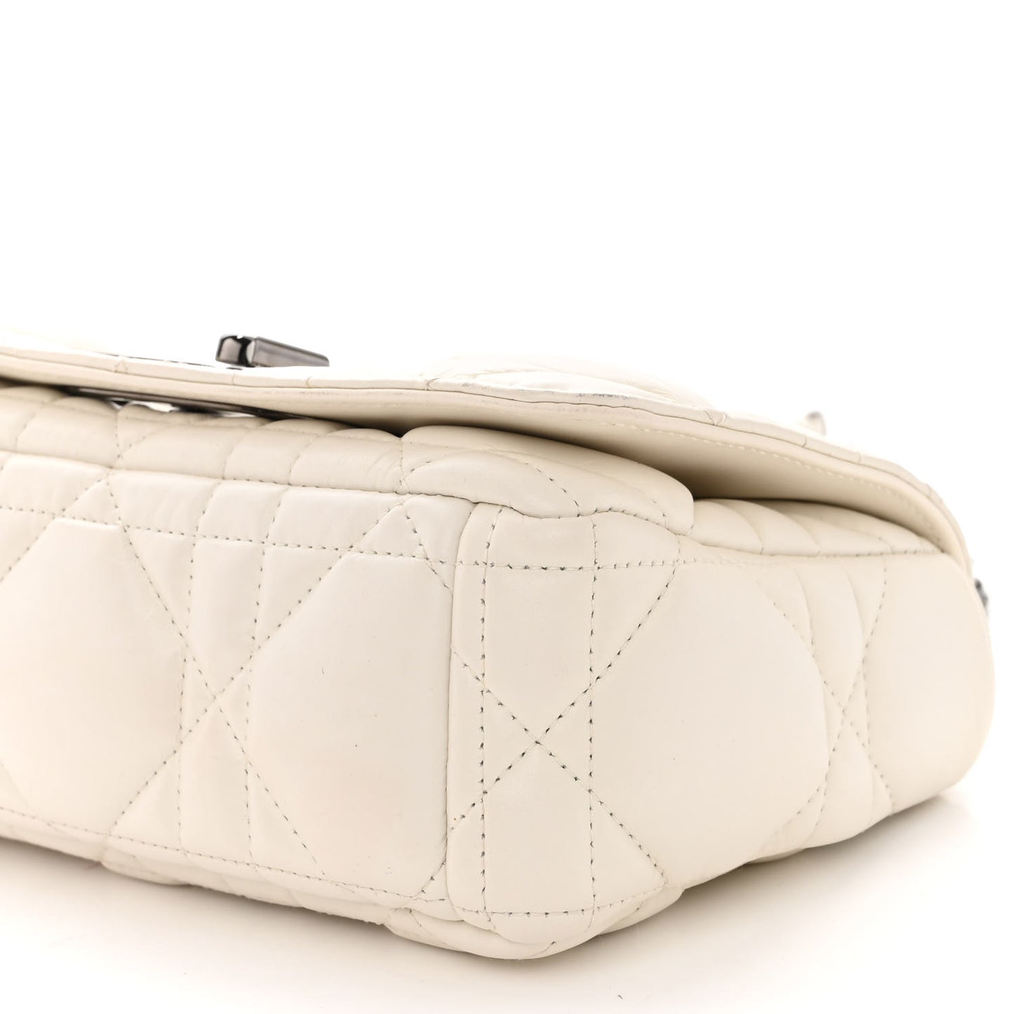 Lambskin Macrocannage Small Dior Caro Bag Ivory