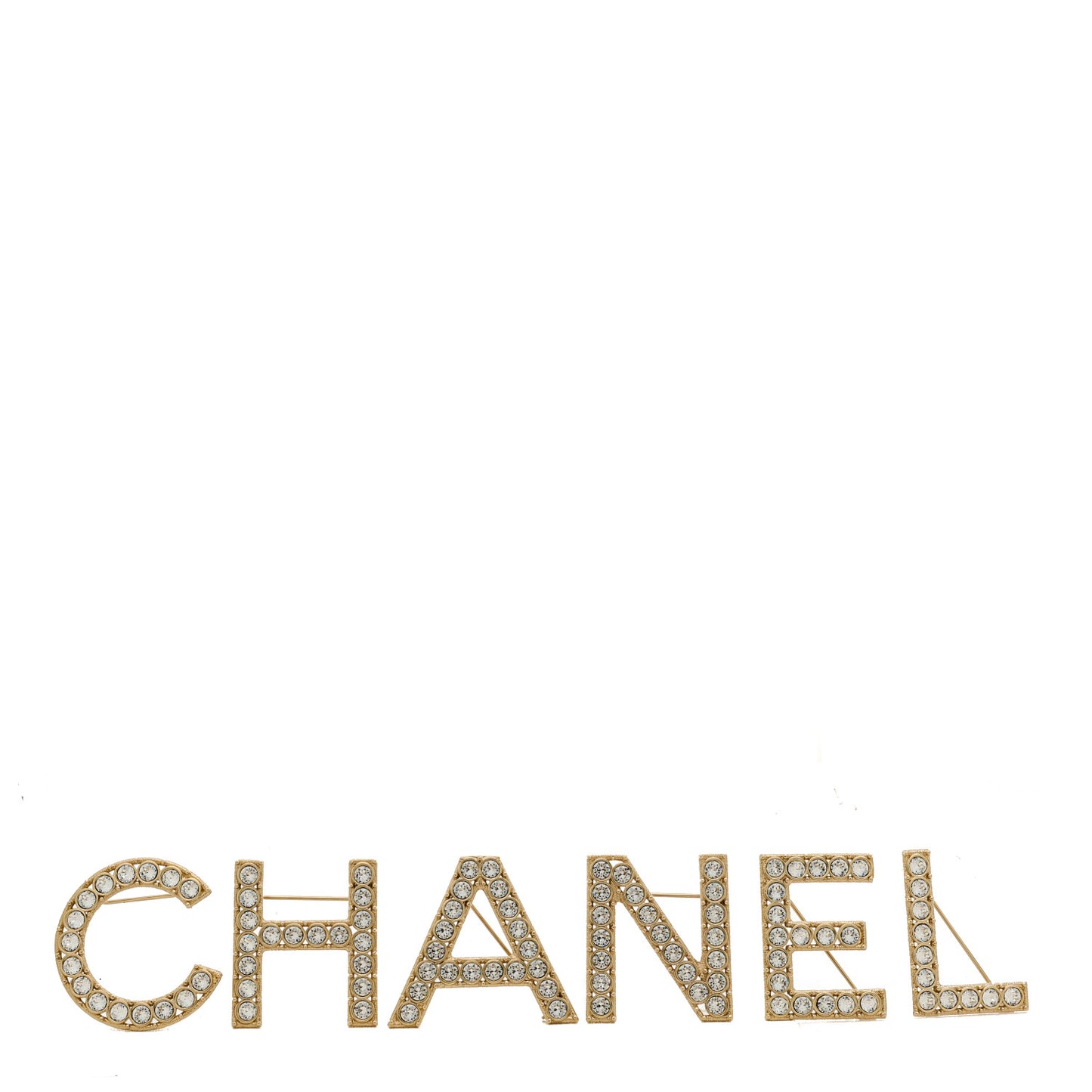 Crystal Cha-Nel Logo Brooch Set Gold