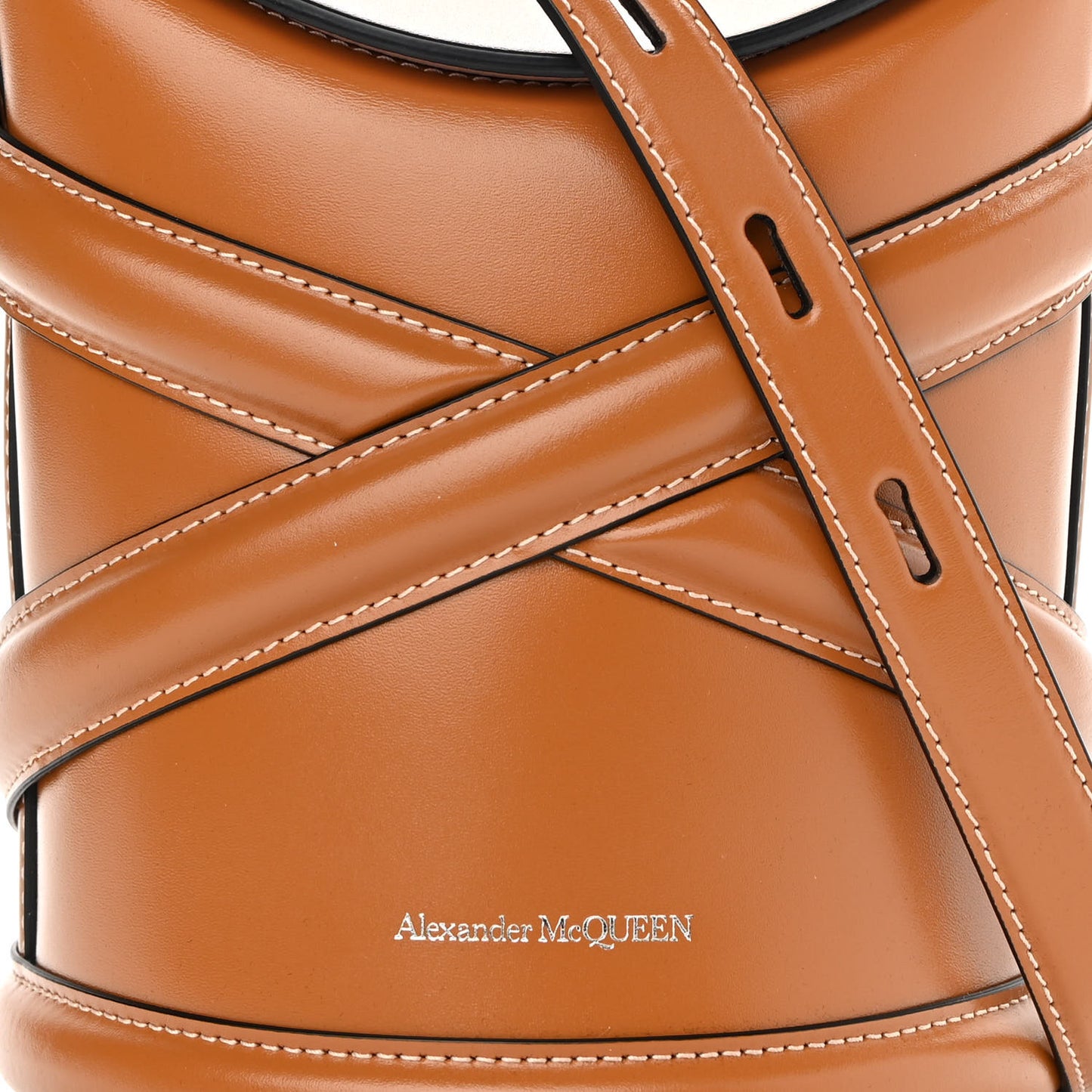 Calfskin The Curve Small Shoulder Bag Tan
