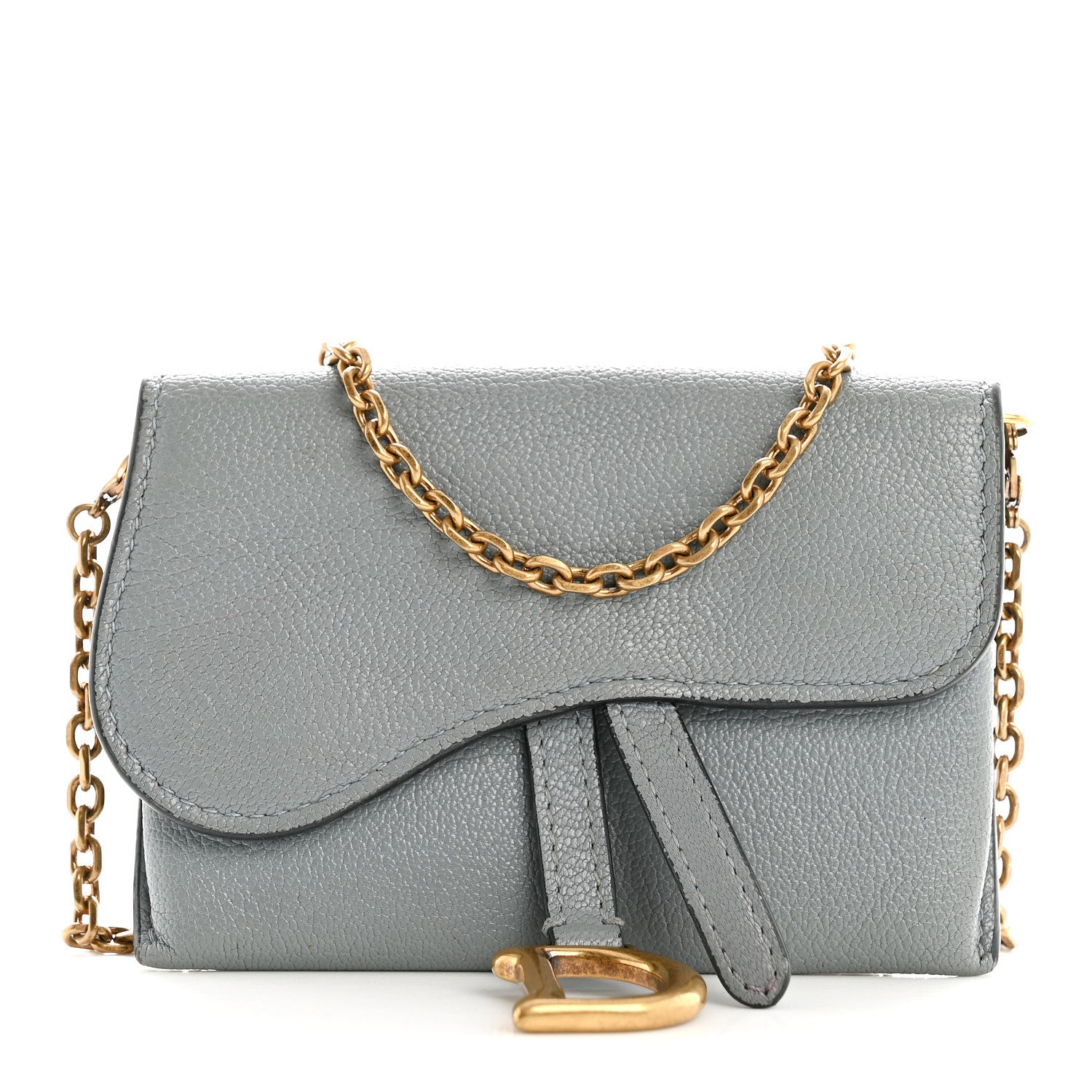 Christian Dior Goatskin Nano Saddle Chain Pouch Blue 1879405