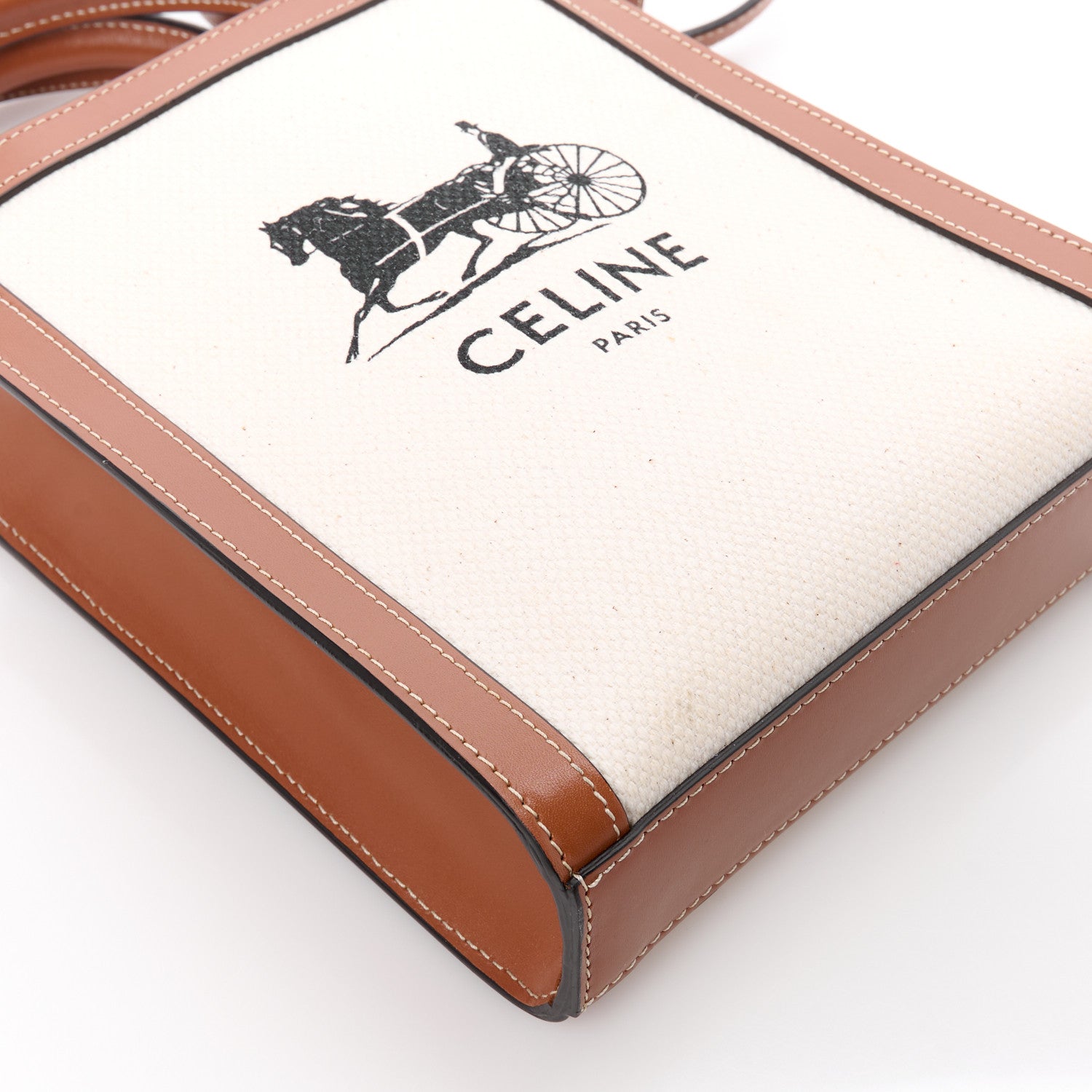 Celine Canvas Calfskin Sulky Print Mini Vertical Cabas Natural Tan 7 of 8