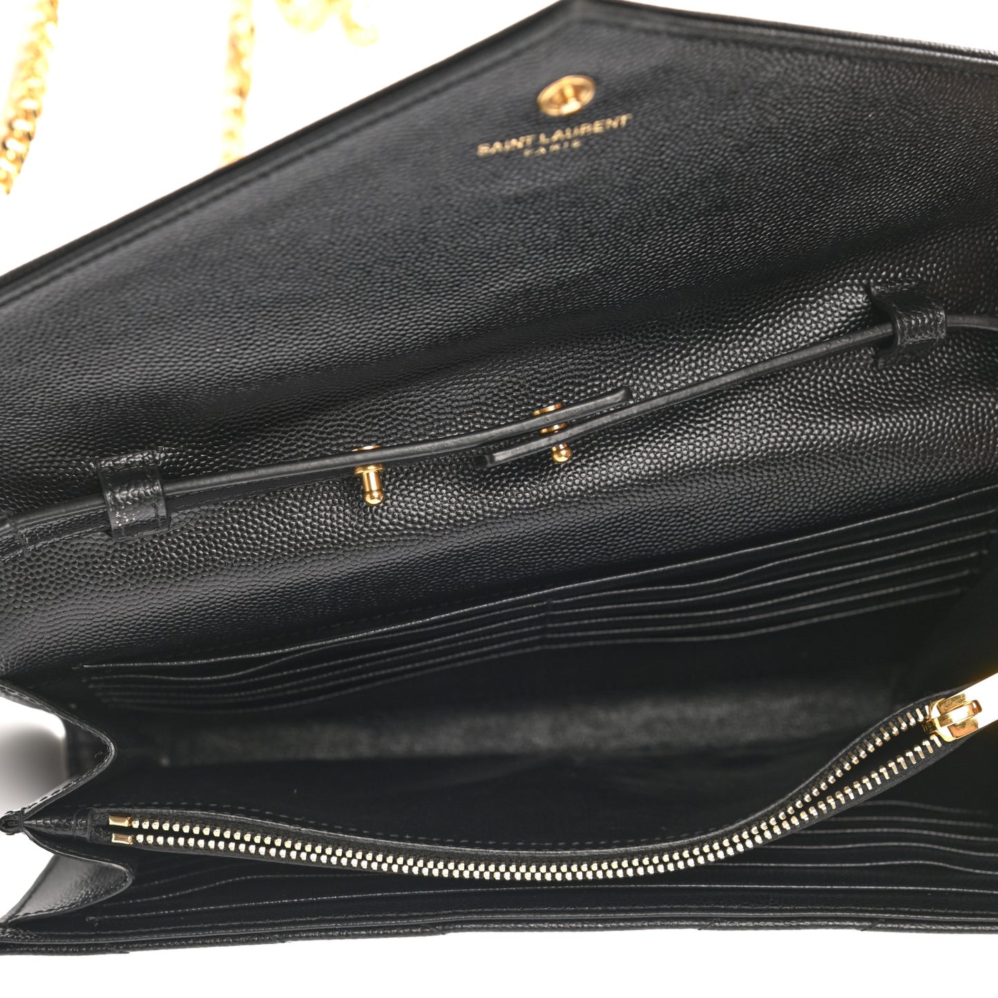 Grain De Poudre Matelasse Chevron Monogram Chain Wallet Black