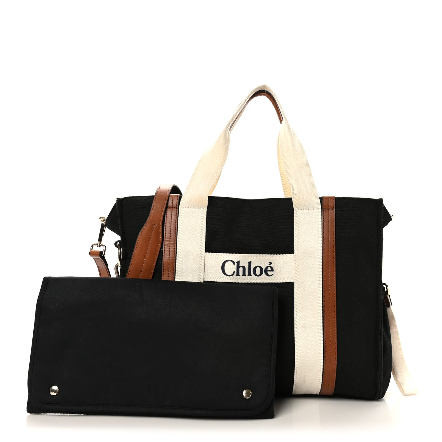 Cotton Calfskin Changing Bag Black