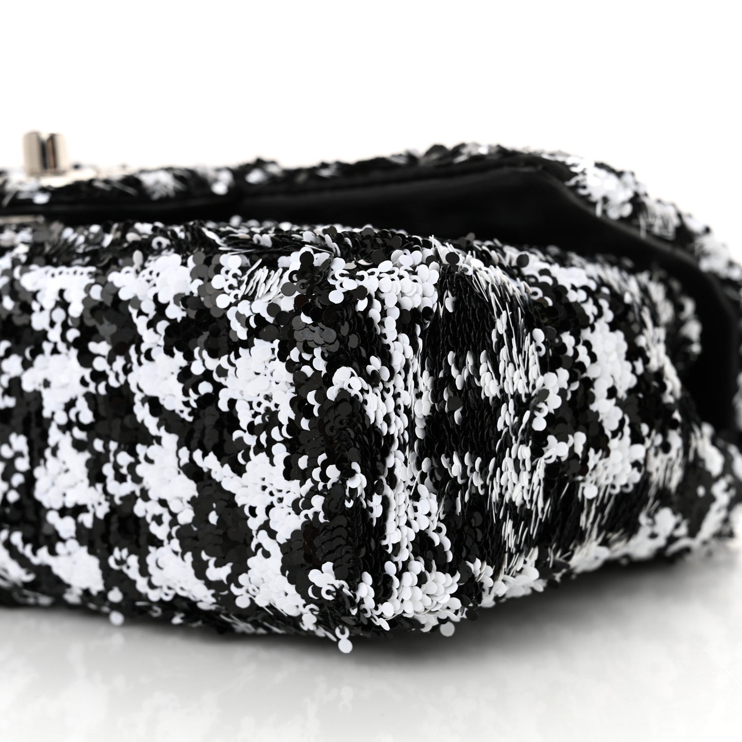 Sequin Houndstooth Small Flap Black White