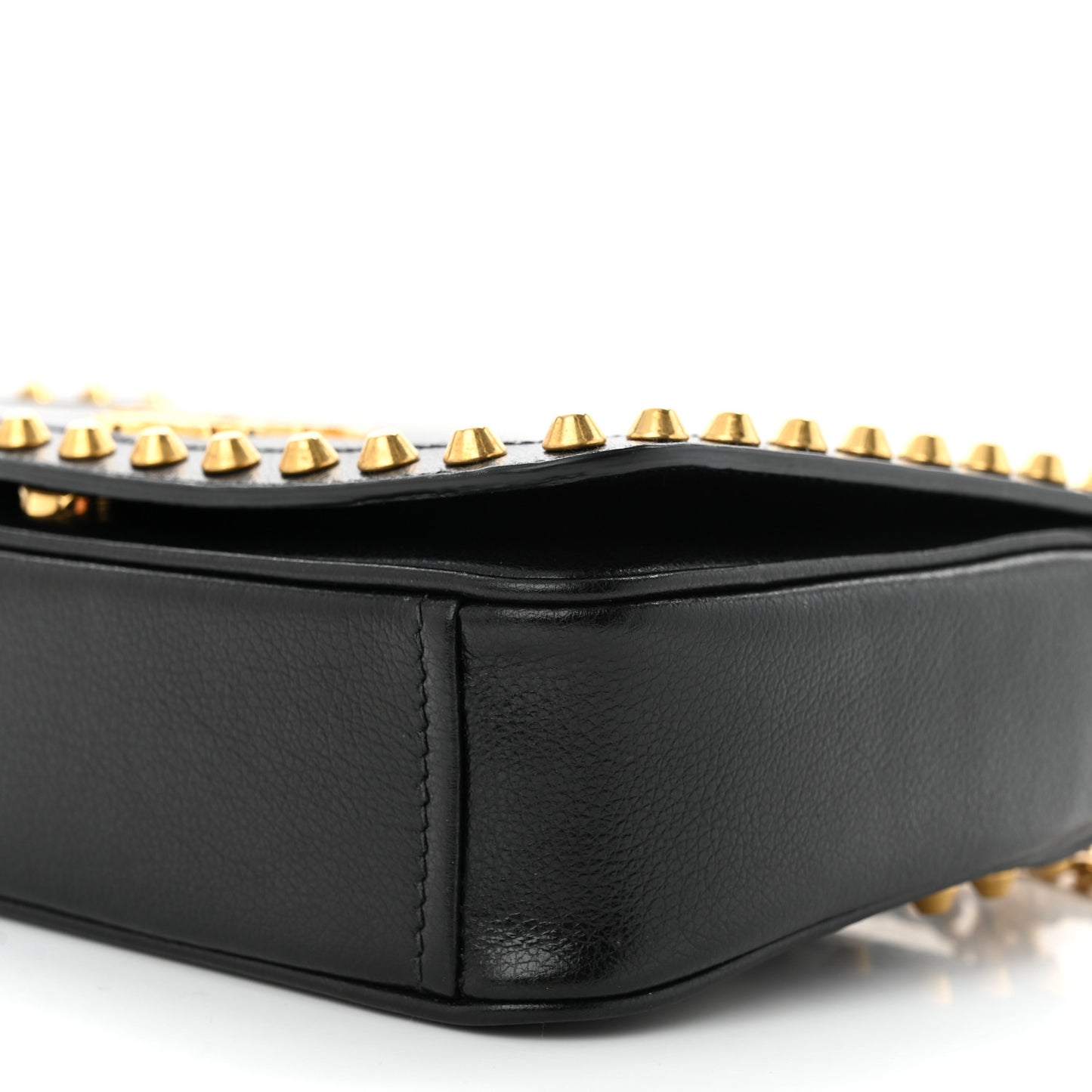 Glace Calfskin Studded Crossbody Black