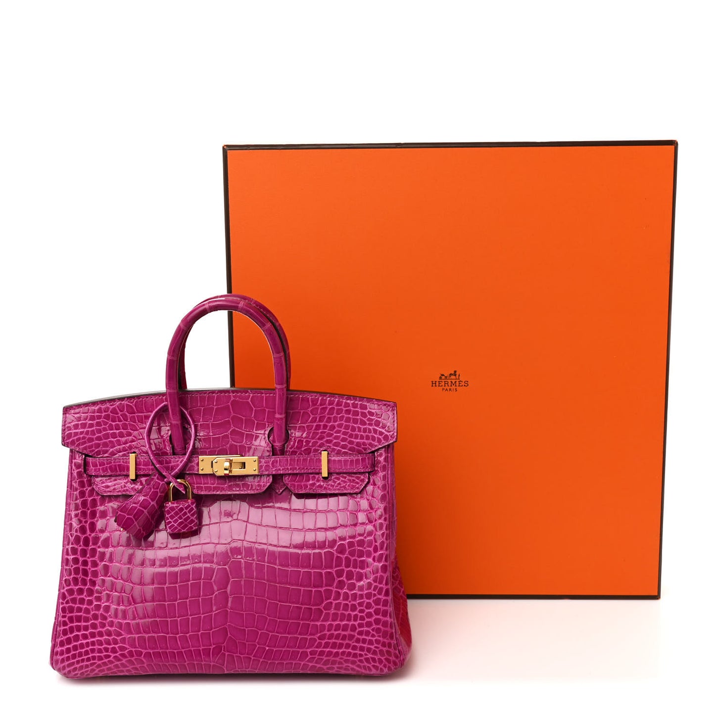 Shiny Porosus Crocodile Birkin 25 Rose Scheherazade