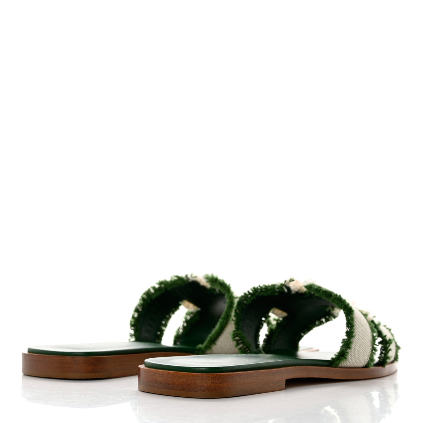 Toile H Oran Fringe Sandals 35 Vert