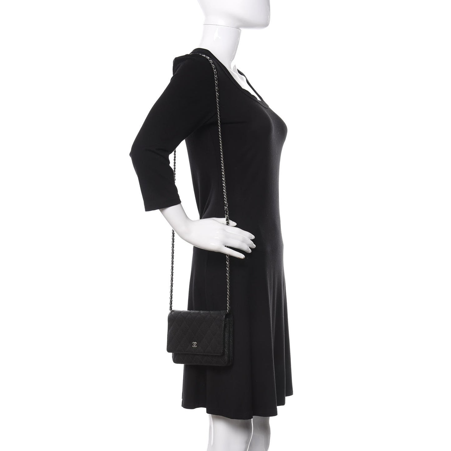 Caviar Quilted Wallet On Chain WOC Black