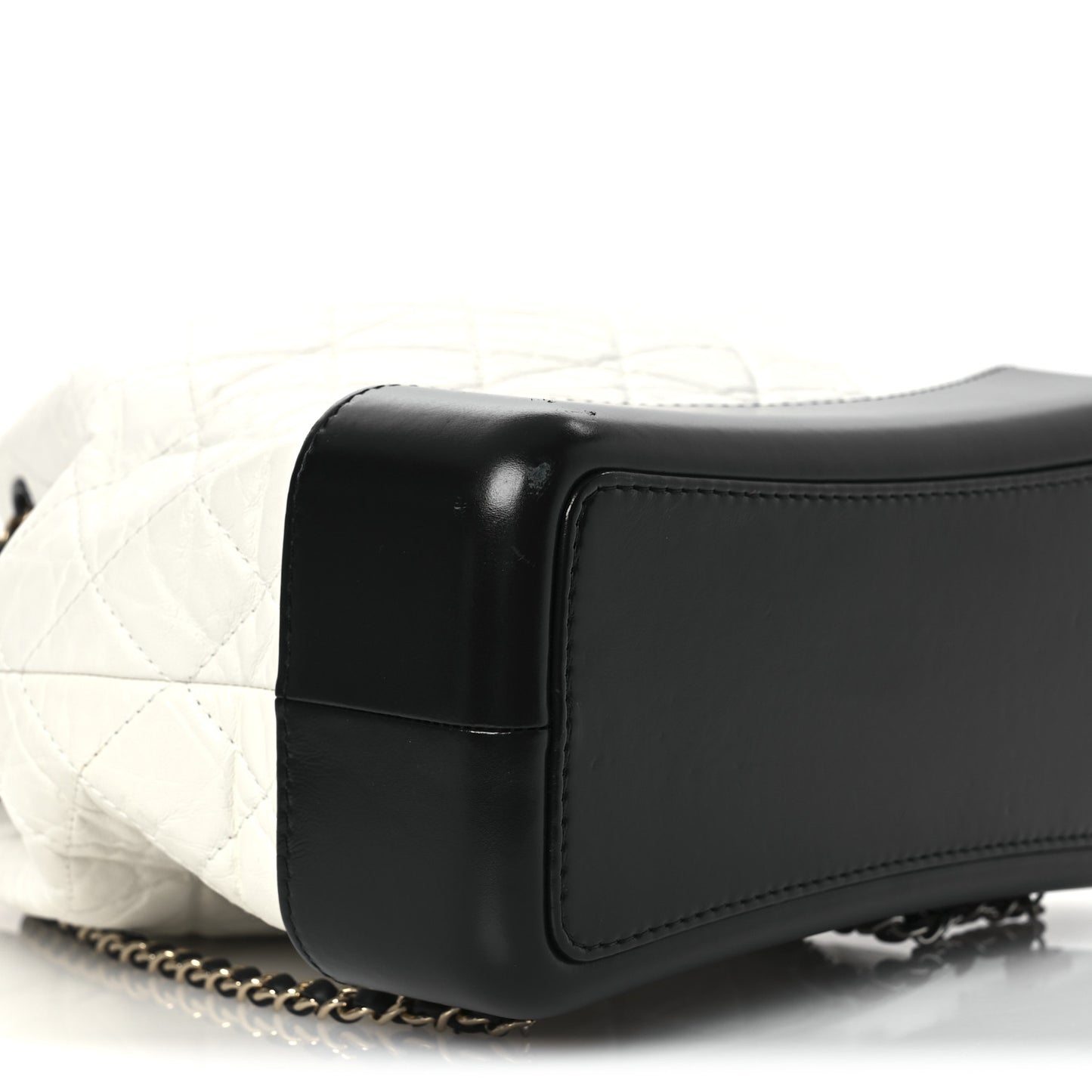 Aged Calfskin Quilted Gabrielle Backpack Black White