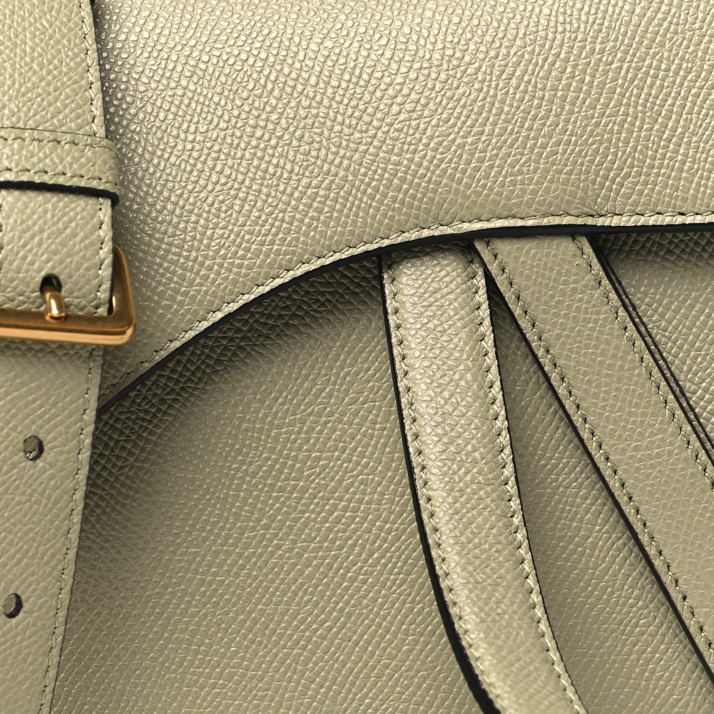 Grained Calfskin Saddle Bag With Strap Sage