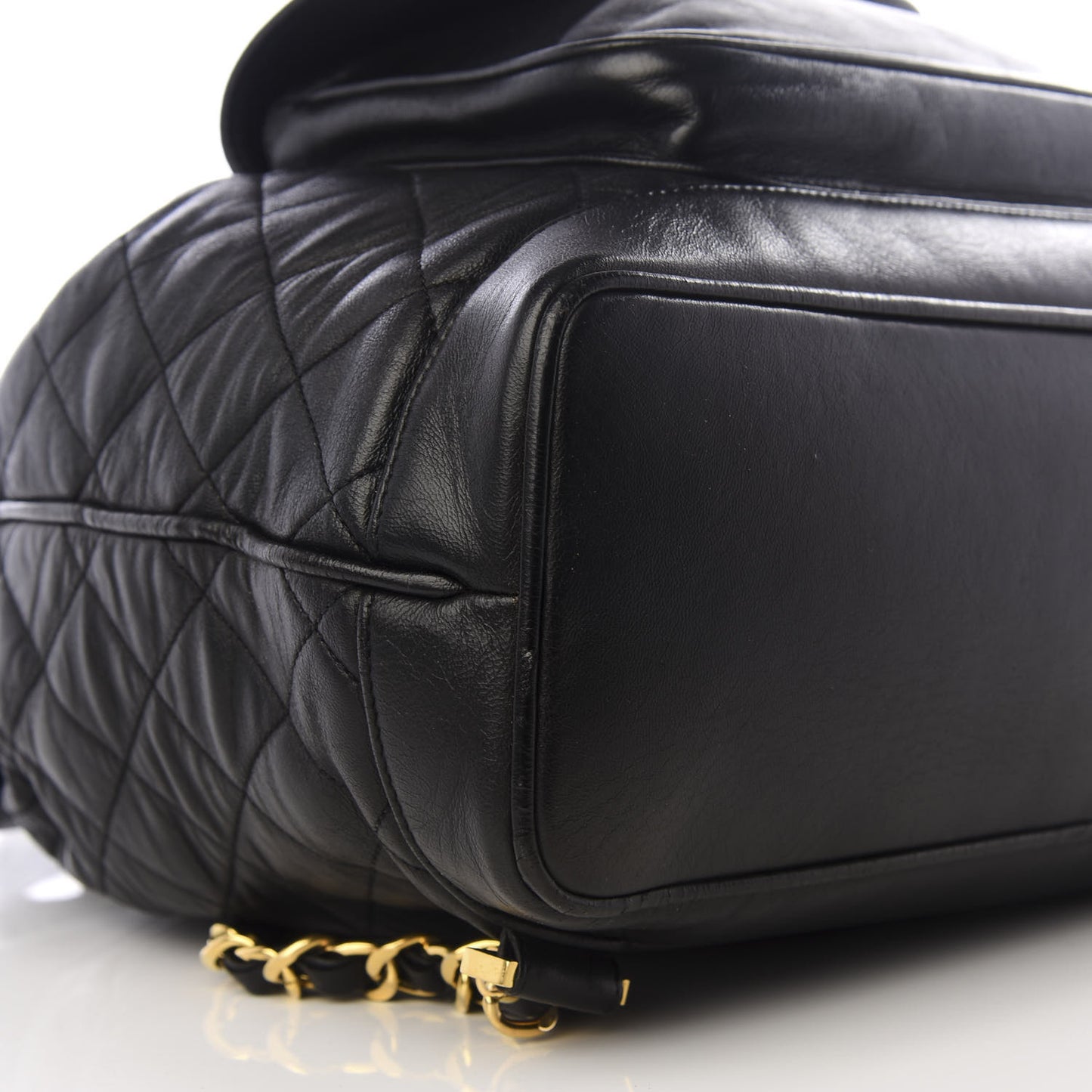 Lambskin Quilted Drawstring Backpack Black
