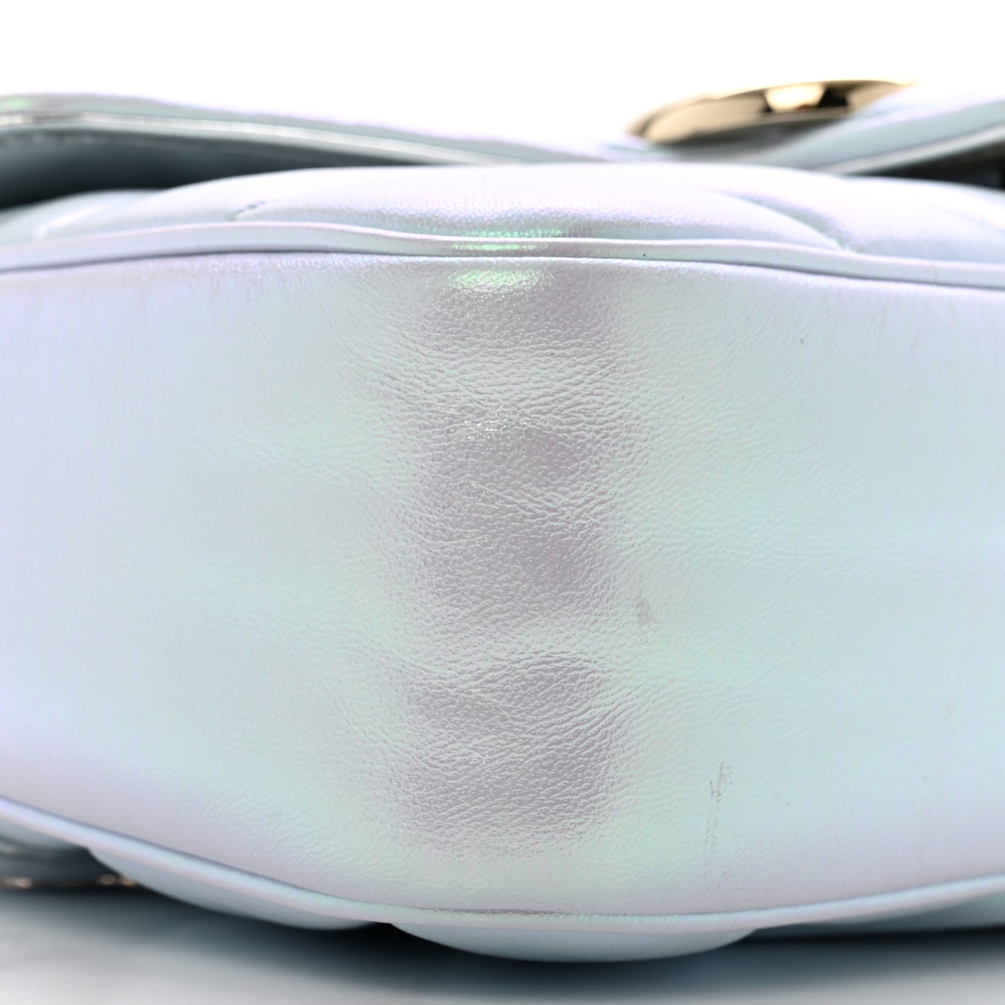 Iridescent Nappa Chevron Matelasse Small GG Marmont Shoulder Bag Iridescent Snow Light Blue