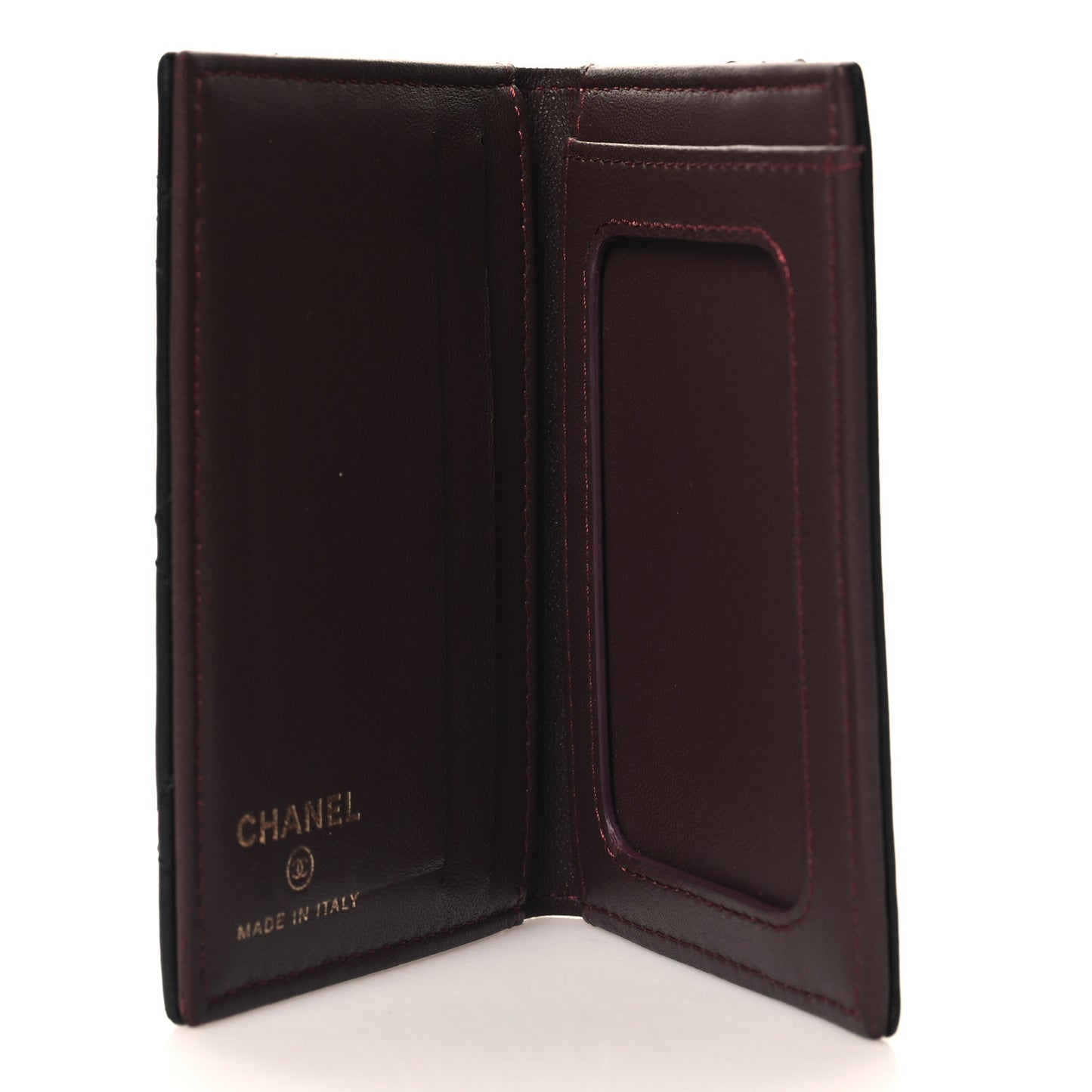 Lambskin Quilted Card Holder Wallet Black