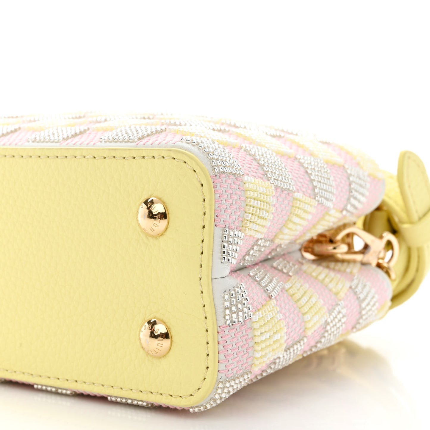 Smooth Calfskin Taurillon Beaded Mini Capucines Yellow Pink