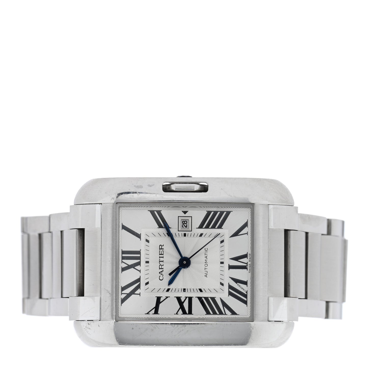 Stainless Steel 30mm Tank Anglaise Automatic Watch
