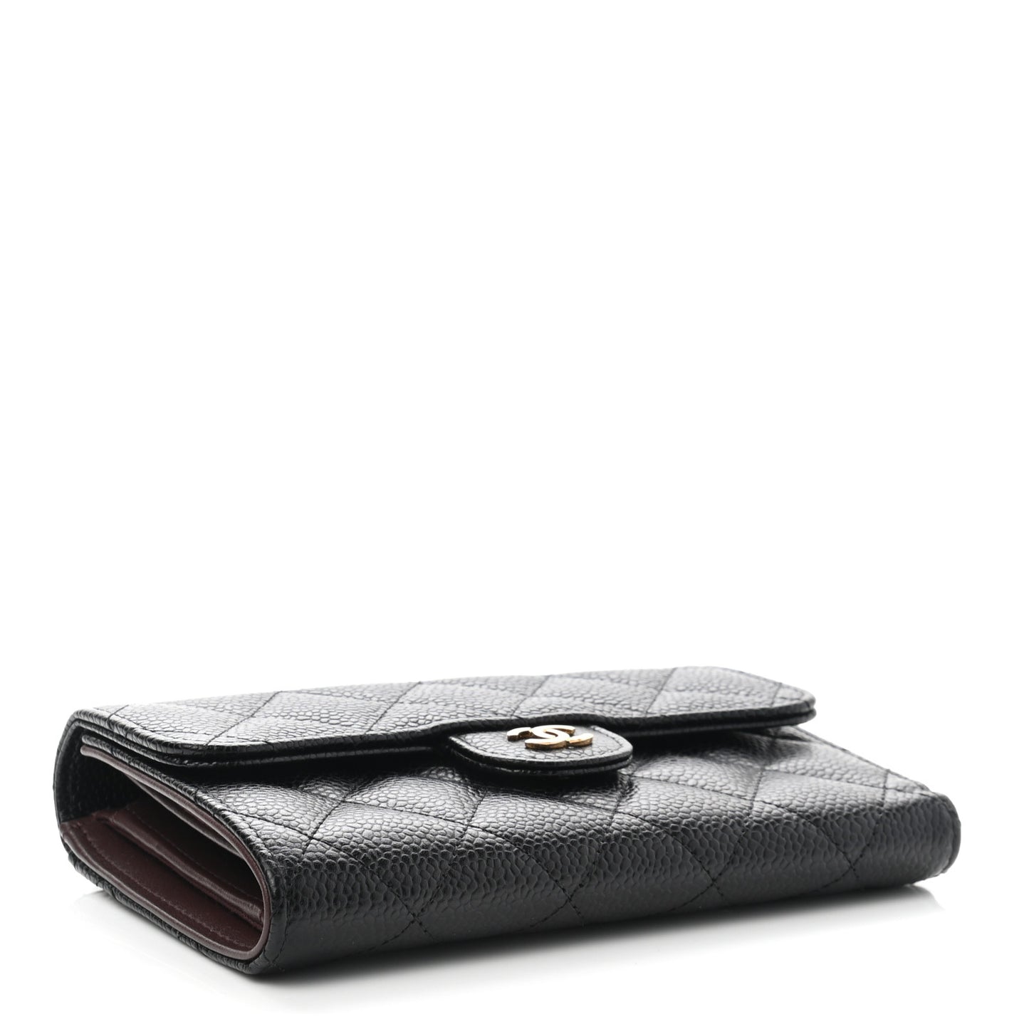 Caviar Quilted Medium Flap Wallet Black