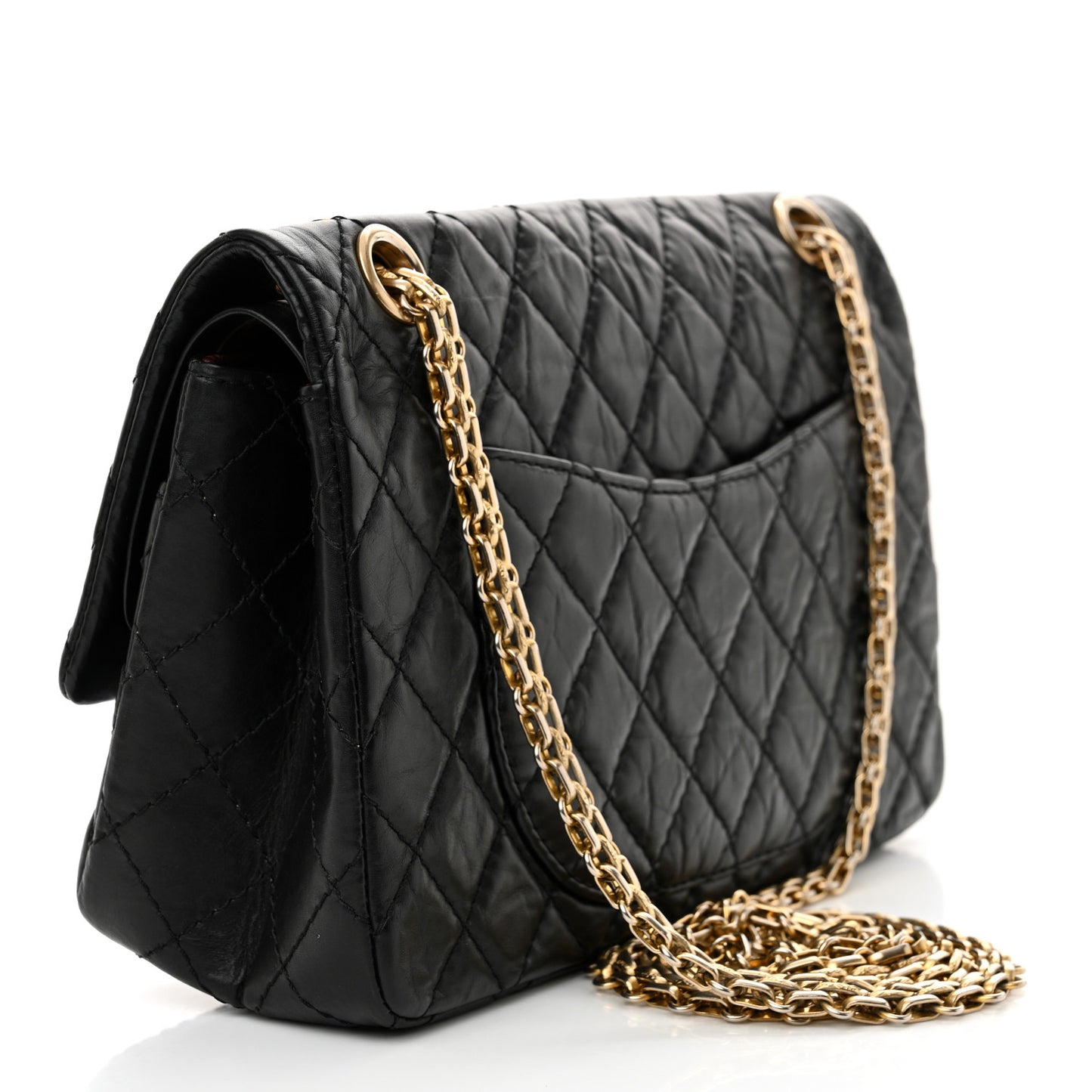 Aged Calfskin Quilted 2.55 Reissue 225 Flap Black