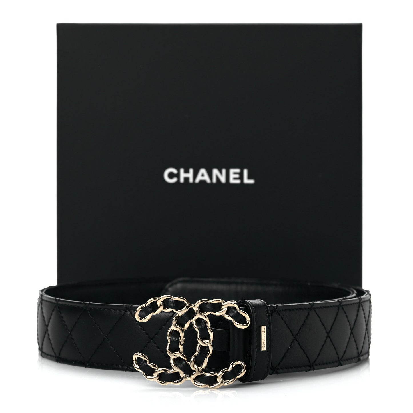 Lambskin Quilted CC Chain Belt 75 30 Black