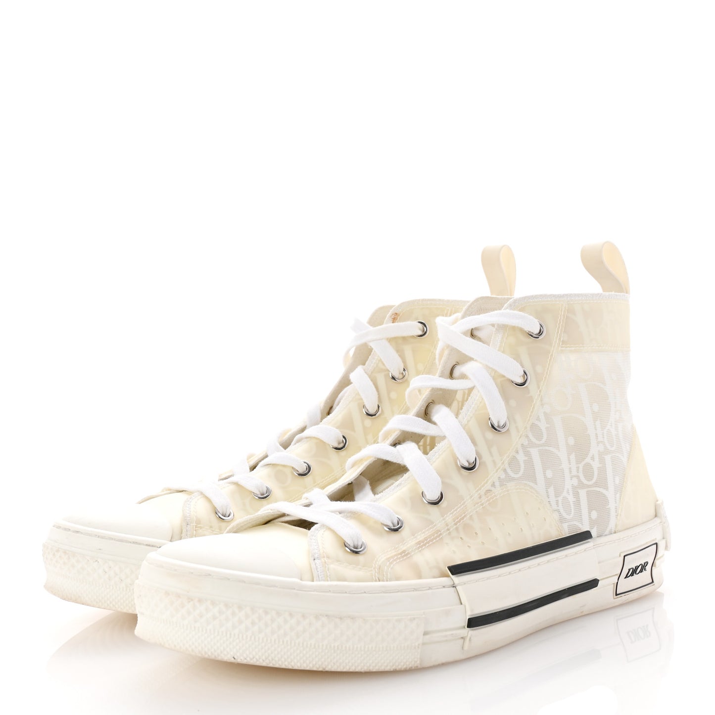 Technical Canvas Oblique Mens B23 High Top Sneakers 43 White