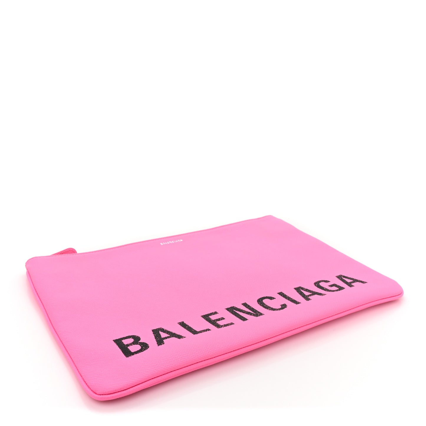 Calfskin Logo Large Zip Pouch Acid Pink