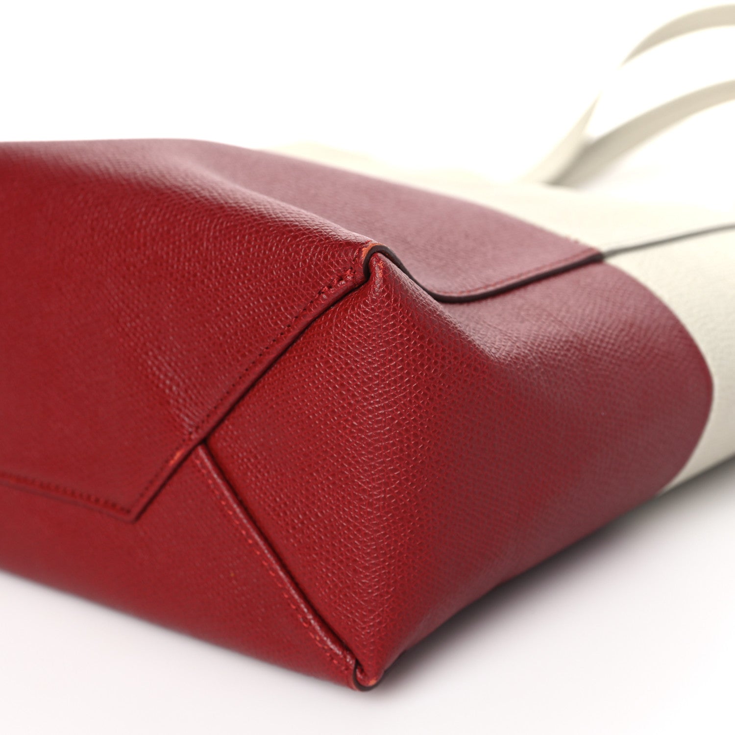 Celine Grained Calfskin Small Vertical Bi-Cabas Cream Red 9 of 13