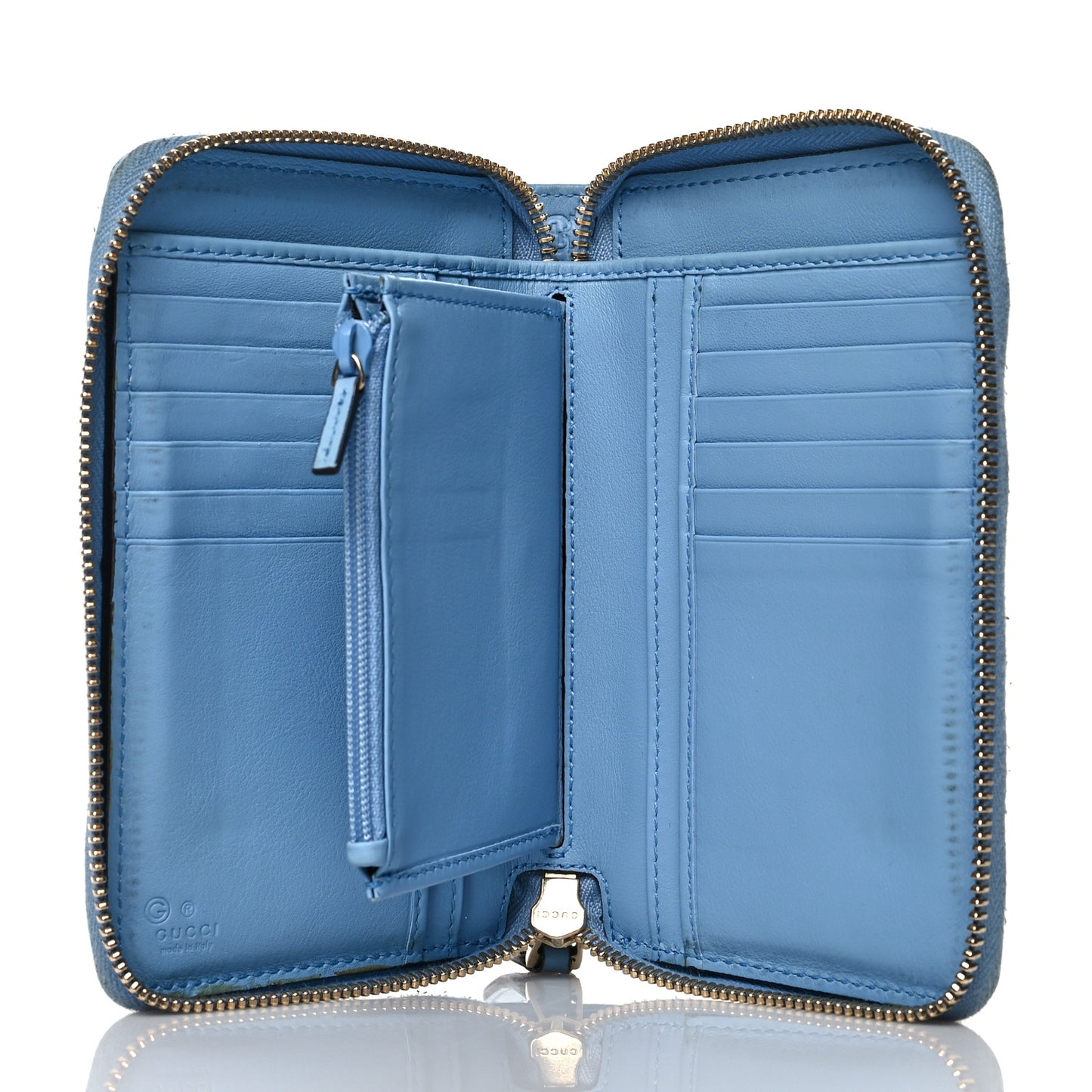 Soft Microguccissima Zip Around Organizer Wallet Mineral Blue