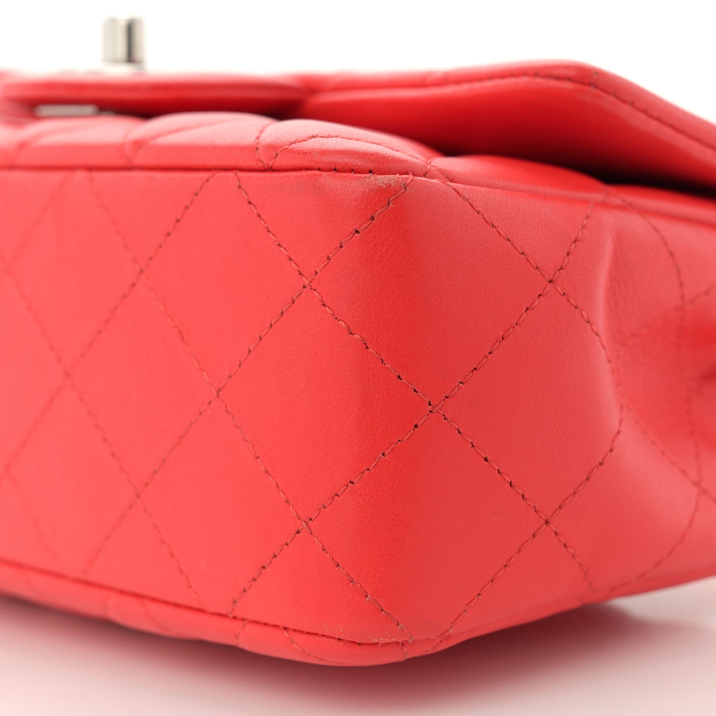 Lambskin Quilted Mini Rectangular Flap Red