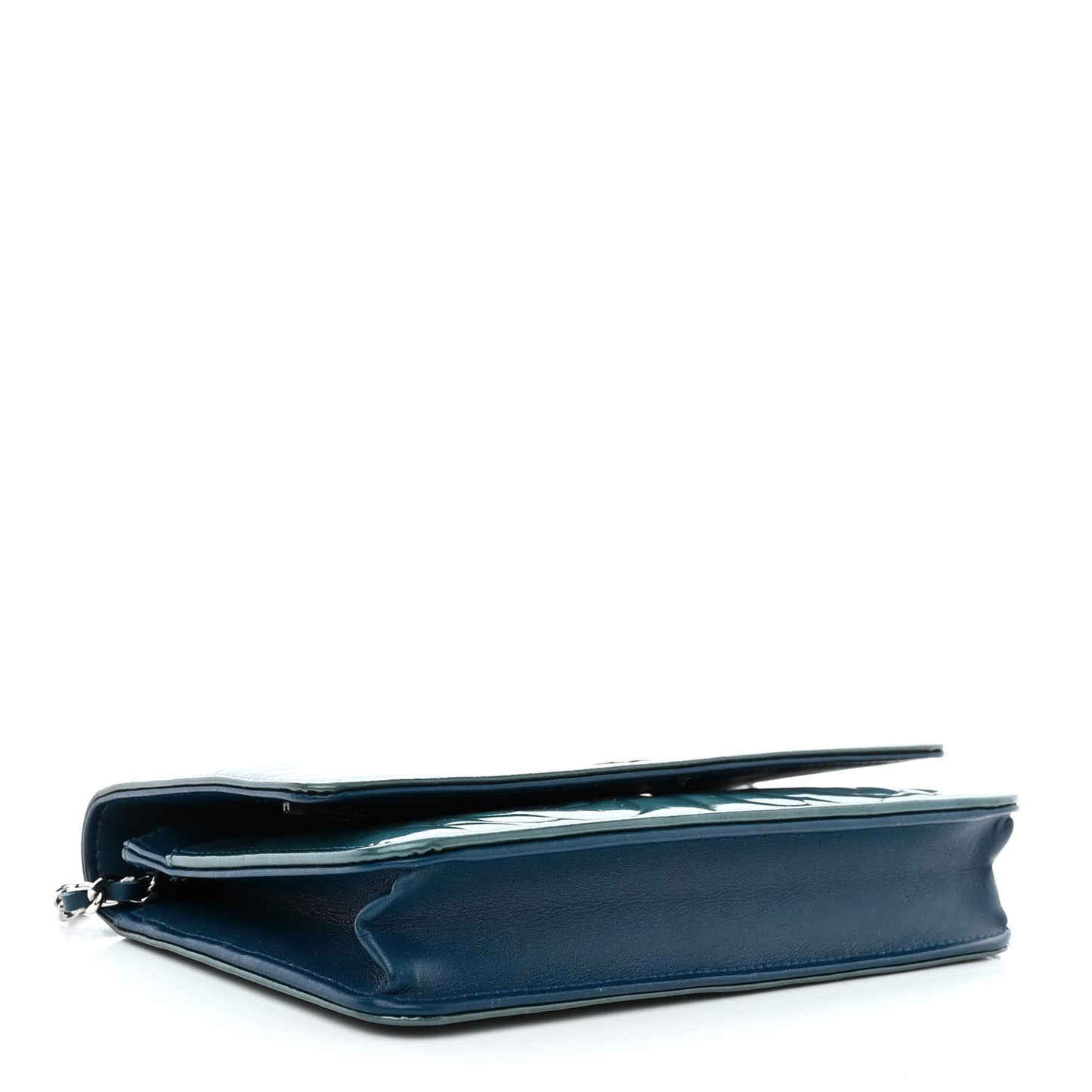 Patent Camellia Wallet on Chain WOC Royal Blue