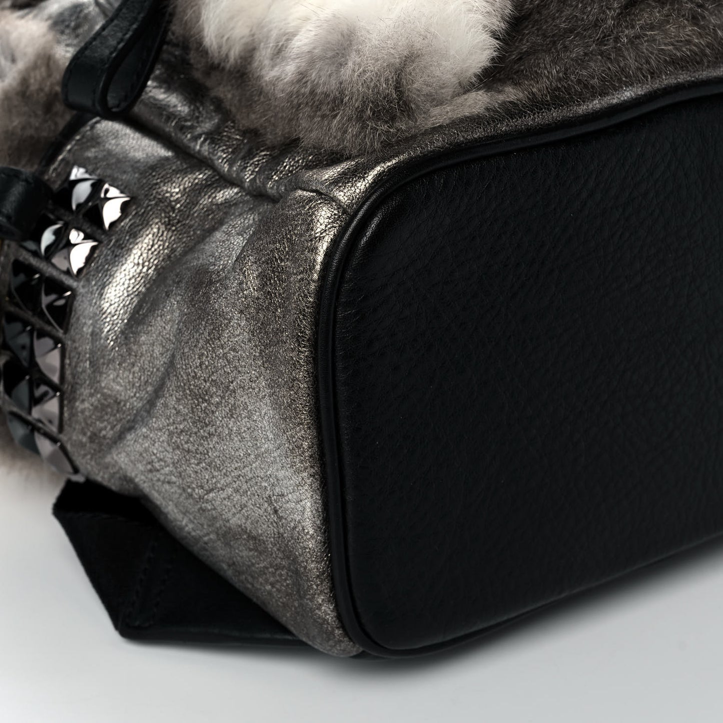 Calfskin Mink Fur Mini Backpack Grey