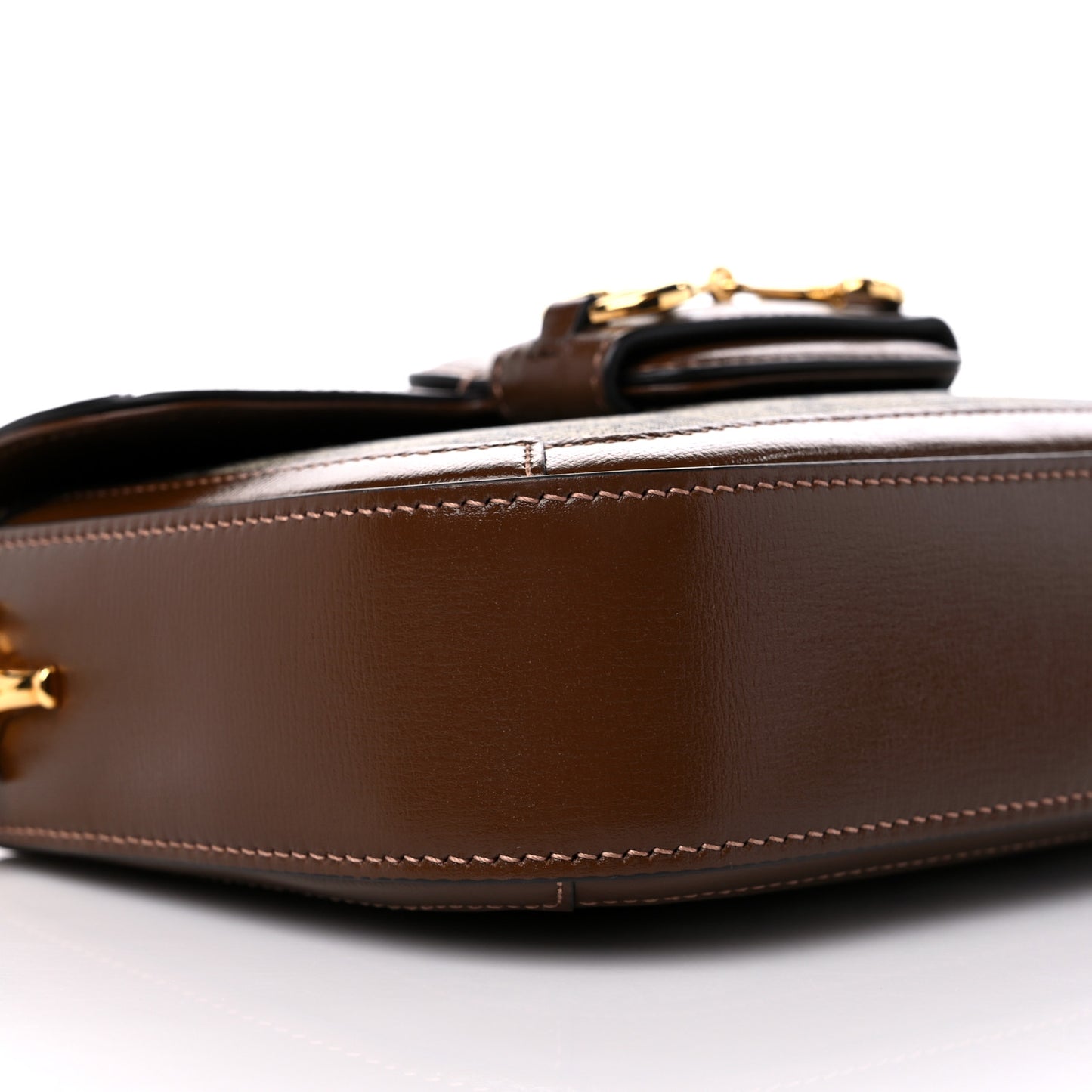 GG Supreme Monogram Web Mini Horsebit 1955 Shoulder Bag Beige Brown Sugar