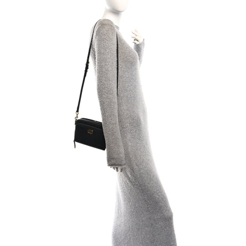Grained Calfskin Caro Double Pouch Black