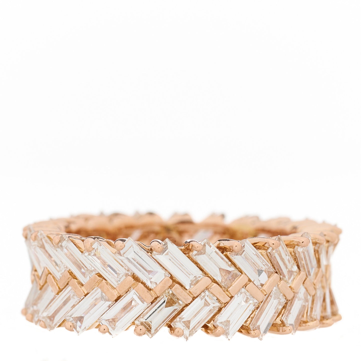 18K Rose Gold Diamond Zipper Ring 49 5