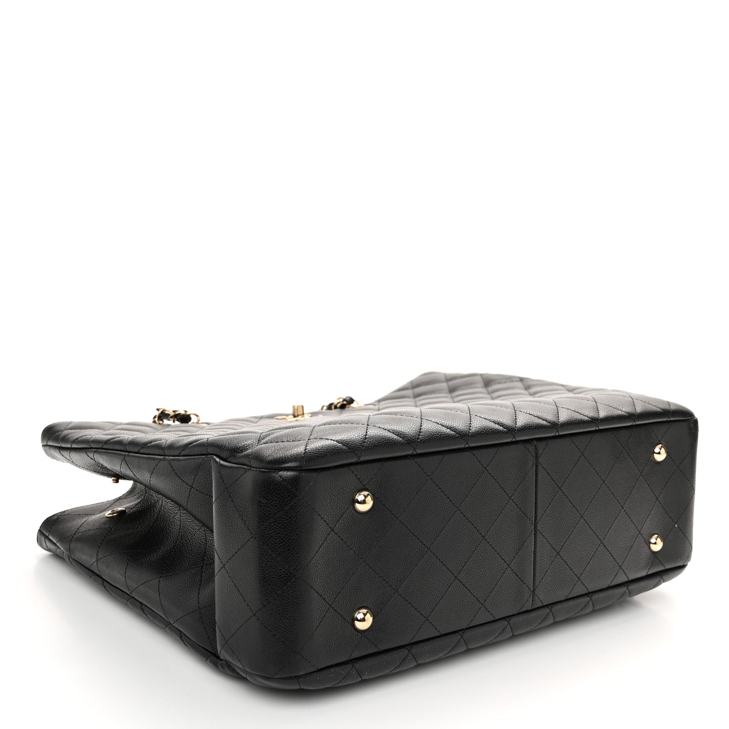 Caviar Quilted Large Classic Shopping Tote Black
