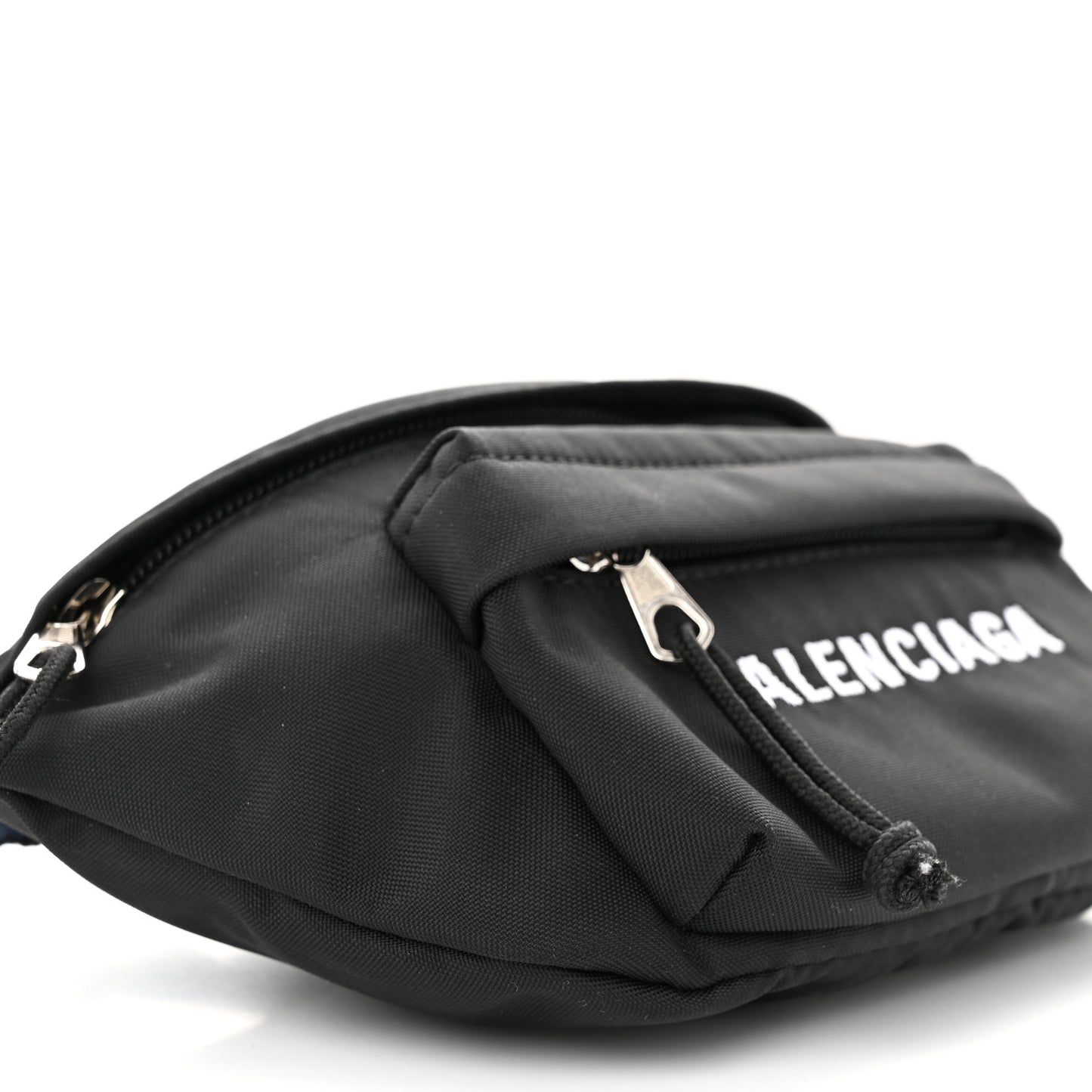 Sport Nylon Logo Embroidered Wheel Belt Bag Black White
