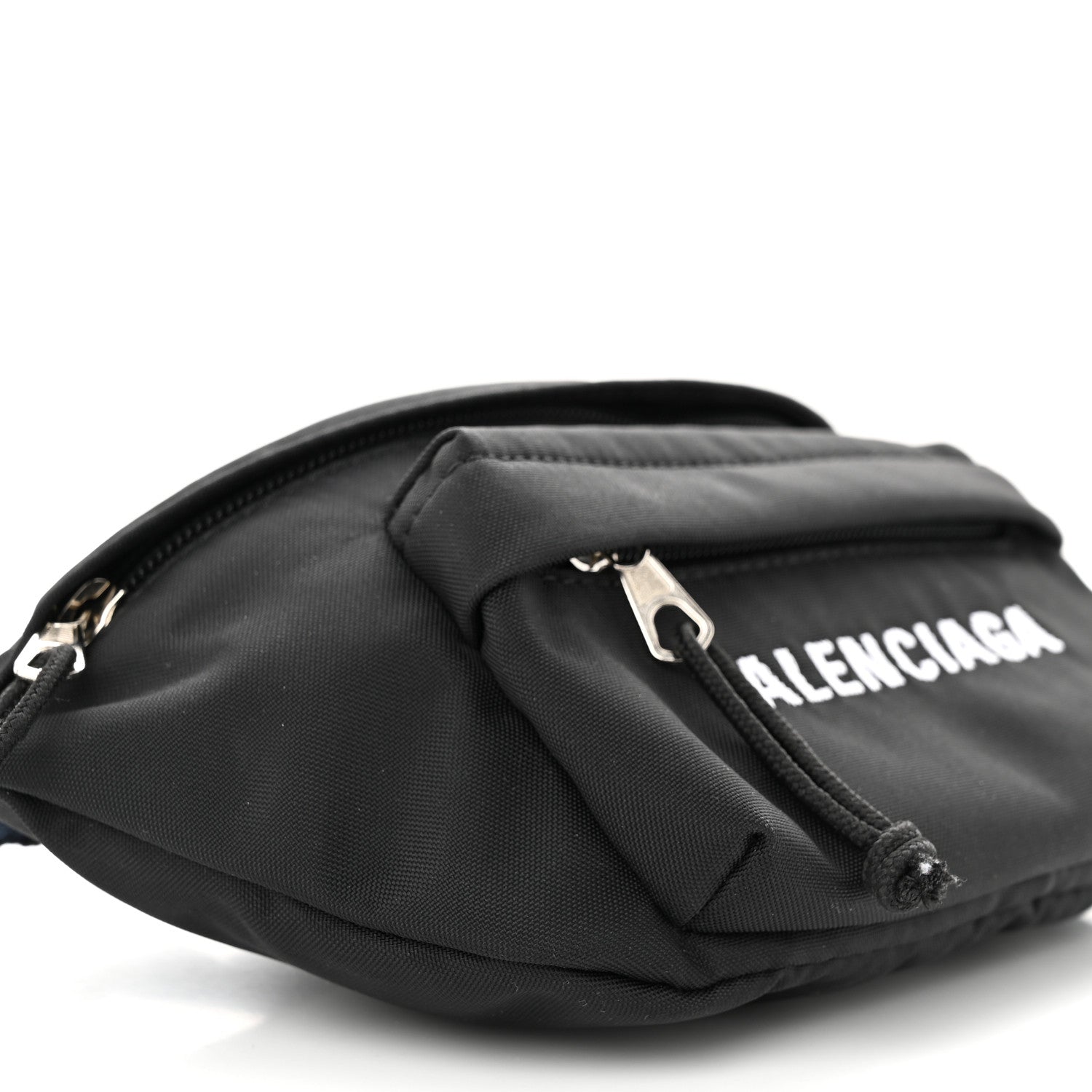 Balenciaga Sport Nylon Logo Embroidered Wheel Belt Bag Black White 8 of 10