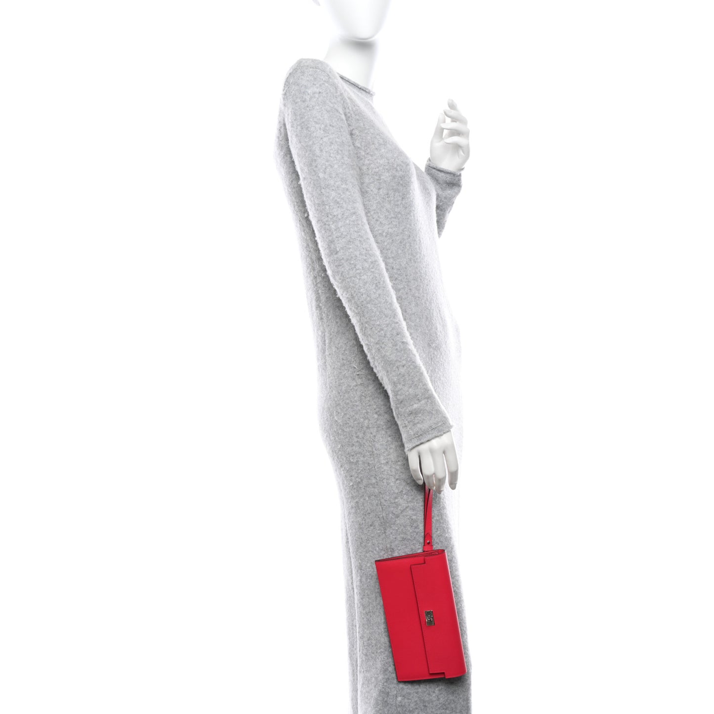 Madame Calfskin Kelly Pocket Long Wallet Rose Extreme