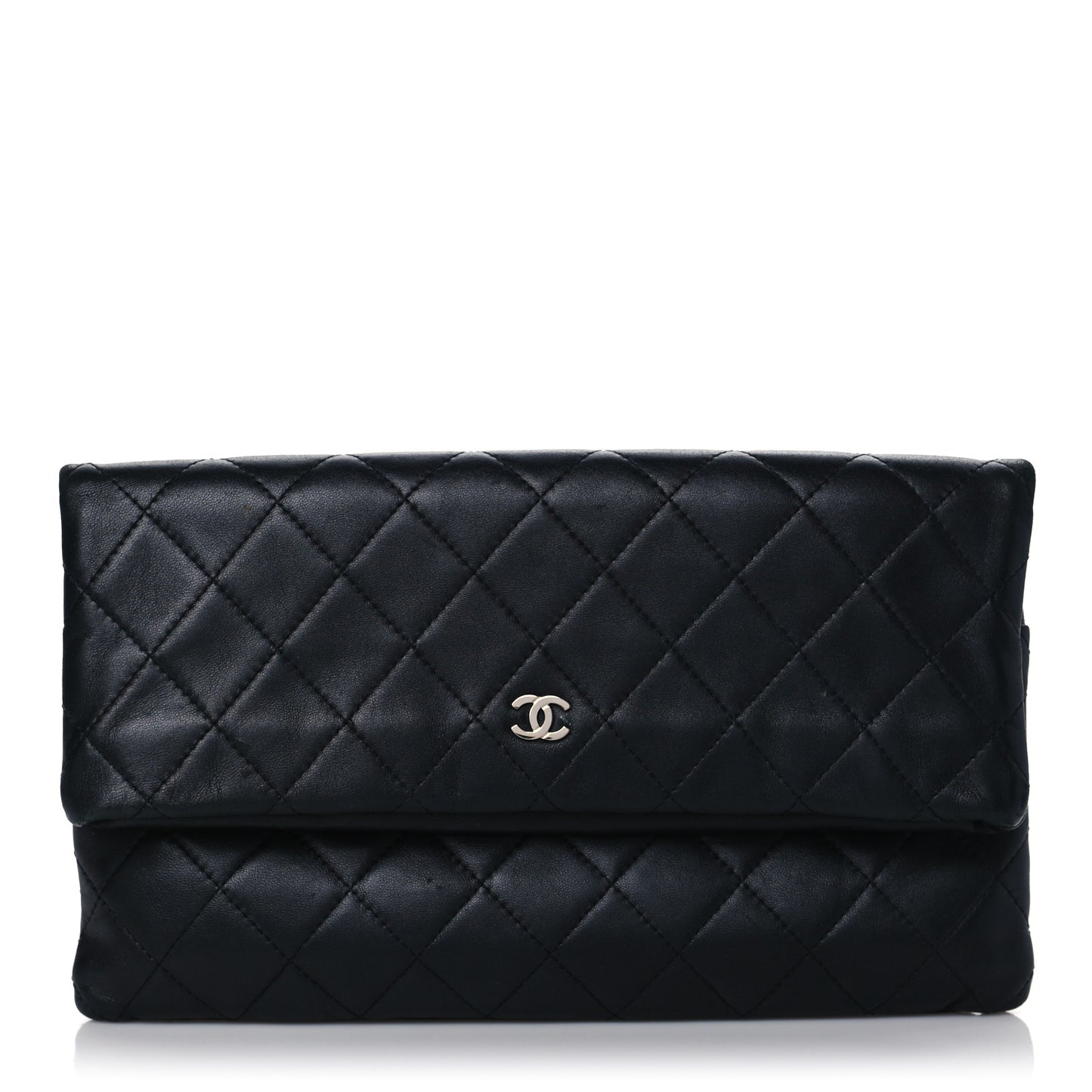 Lambskin Quilted CC Beauty Clutch Black