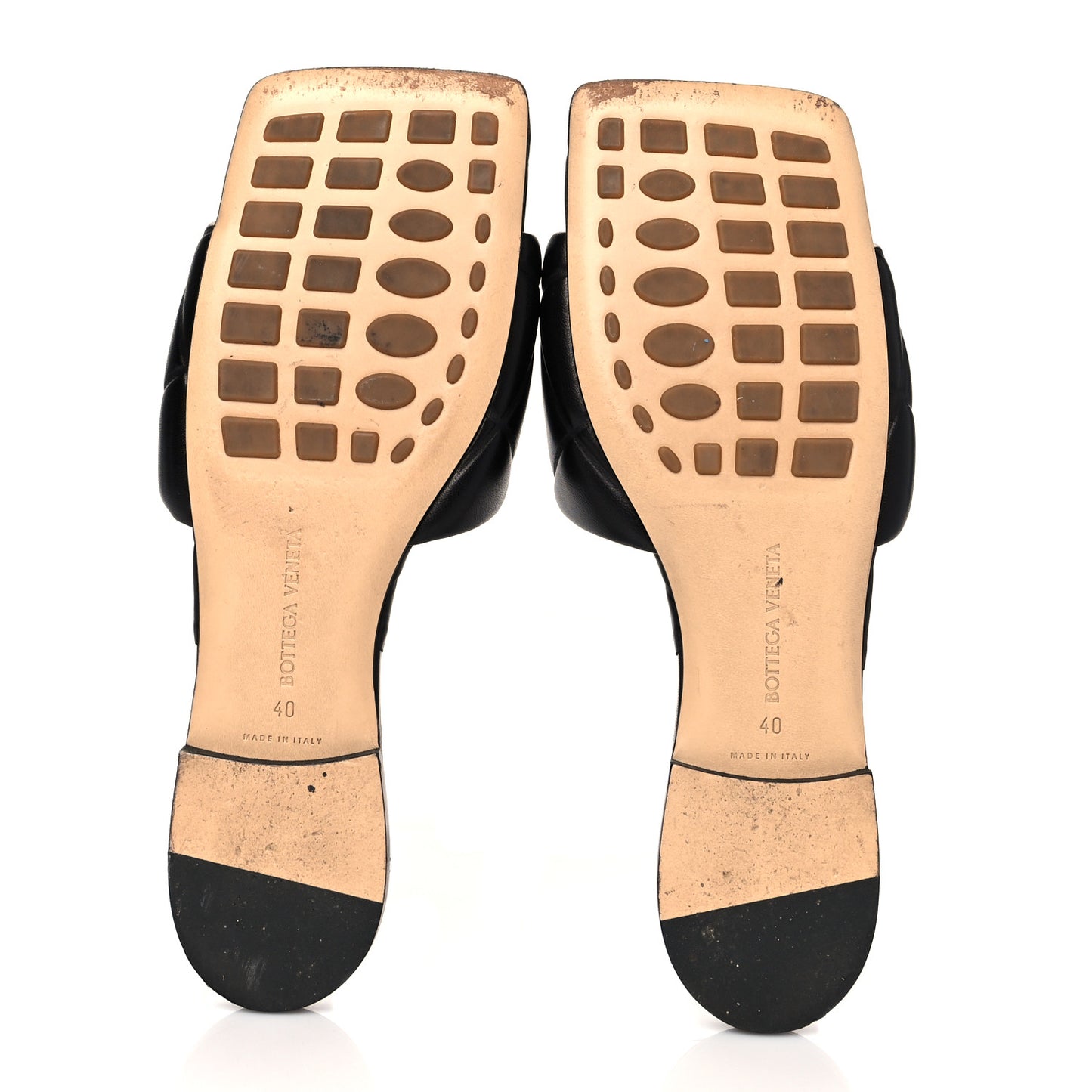 Nappa Quilted Rubber Lido Flat Sandals 40 Black