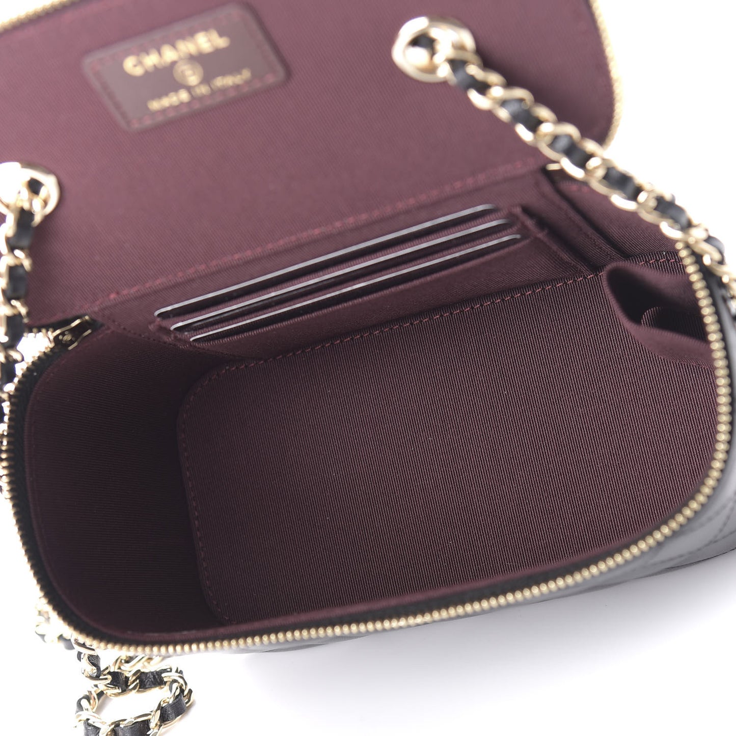 Lambskin Quilted Small Vanity Case With Chain Black