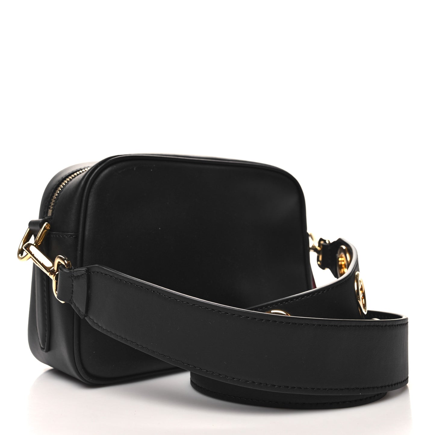 Vitello Century F is Fendi Bi-Color FF 1974 Embossed Camera Case Maya Black