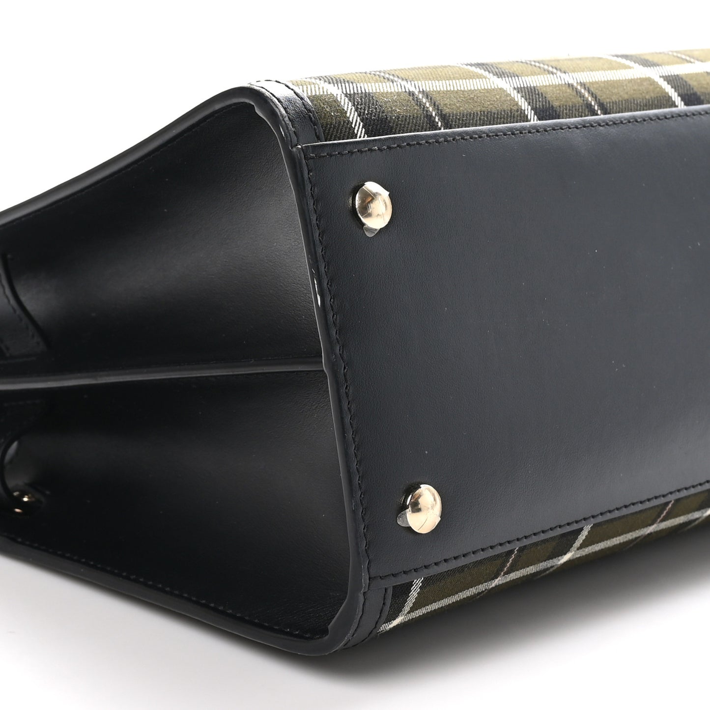 Wool Tartan Two Handle Title Bag Dark Green